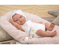 ARIAS Reborn lėlytė baltais rūbeliais, mergaitė, 38 cm
