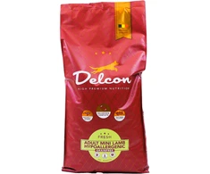 Delcon Visavertis begrūdis hipoalerginis pašaras suaugusiems mažų veislių šunims MINI HYPOALLERGENIC su ėriena / 10 kg