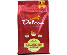 Delcon Visavertis begrūdis hipoalerginis pašaras suaugusiems mažų veislių šunims MINI HYPOALLERGENIC su ėriena / 3kg