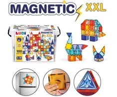 LUDI magnetinis konstruktorius vaikams, 100 dalių 2D/3D XXL