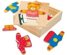 BINO Medinė dėlionė-žaidimas "Aprenk meškutę Bertą", 3+