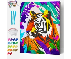 SPLAT PLANET - Clay painting on canvas 30x40cm - Tiger (777683)
