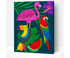SPLAT PLANET - Clay painting on canvas 30x40cm - Tropical (777681)