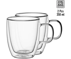 2 dvigubų sienelių stiklo puodelių rinkinys 350 ml, 9001, Kamille