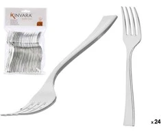 24 sidabrinių plastikinių desertinių šakučių rinkinys, 16×10×1.5 cm, 10671, Kinvara