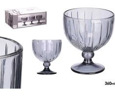 350 ml dryžuotas dūminės spalvos ledų indas, 12×10.5×10.5 cm, 12398, Kinvara