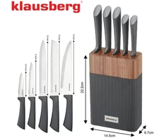 6 dalių peilių rinkinys su akacijos bloku, nerūdijantis plienas, Klausberg, KB 7979