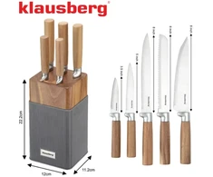 6 dalių peilių rinkinys su akacijos bloku, nerūdijantis plienas, Klausberg, KB 7983