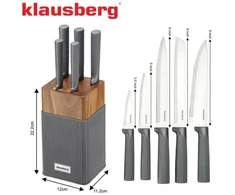 6 dalių peilių rinkinys su akacijos bloku, nerūdijantis plienas, Klausberg, KB 7982