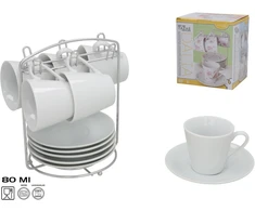 6 puodelių su lėkštutėmis rinkinys, 15,5 x 15,5 x 12 cm, KITCHEN&amp;GO