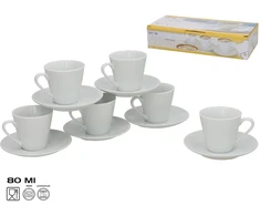 6 puodelių su lėkštutėmis rinkinys, 6,5 x 11 x 11 cm, KITCHEN&amp;GO