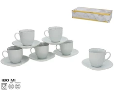 6 puodelių su lėkštutėmis rinkinys, 8 x 13,5 x 13,5 cm, KITCHEN&amp;GO