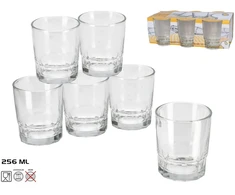 6 stiklo vandens stiklinių rinkinys 256 ml, 9 × 8 × 8 cm, KITCHEN&amp;GO