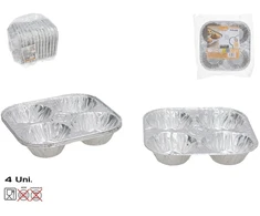 Aliuminio kepimo formelės (4 vnt.), 3 x 15,5 x 15,5 cm, KITCHEN&amp;GO