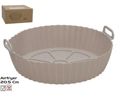 Apvalus silikoninis kepimo indas oro gruzdintuvei, pilkas, 6,5 x 20,5 x 20,5 cm, KITCHEN&amp;GO