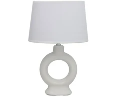Balta keraminė stalinė lempa, 14.00 × 23.00 × 36.00 cm, DECORLIFE