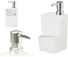 Baltas kempinės laikiklis su muilo dozatoriumi 650 ml, 20.5×9.5×9.5 cm, 12359, Kinvara