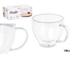 Stikliniai puodeliai su dvigubomis sienelėmis, 6 vnt. 140 ml, Vivalto