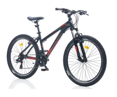 City bike TopVelo CORELLI VIA LADY 1.0 (Wheel size: 26, Frame size: 16) Juodas with red-pilka design