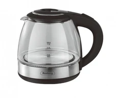 Elektrinis virdulys, 1500 W, 1 l, stiklinis, juodas, 555R51230Q, „Rosberg“