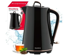 Elektrinis virdulys, nerūdijančio plieno, juodas, 1,7 l, 2200 W, KB 9015, Klausberg