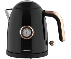 Elektrinis virdulys su termometru, nerūdijančio plieno, juodas, 1,0 l, 1200 W, KB 9017, Klausberg