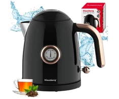 Elektrinis virdulys su termometru, nerūdijančio plieno, juodas, 1,0 l, 1200 W, KB 9017, Klausberg