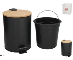 Gerimport Dustin juodas bambukinis šiukšlių kibiras su dangčiu, 5 l, 24.00 x 20.50 x 27.00