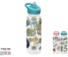 Gertuvė Dekoruotas plastikinis butelis Nala 750 ml, 2 asortimentai, 7,5x8,5x23 cm, SUMMER ENJOY