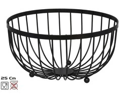Juodas metalinis vaisių dubuo 25x25x13 cm, KITCHEN&amp;GO