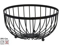Juodas metalinis vaisių dubuo 25x25x13 cm, KITCHEN&amp;GO