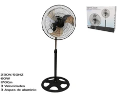 Juodas stovo ventiliatorius, 60 W, 3 greičiai, 45 cm skersmens, SUMMER ENJOY