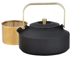 King Hoff Ketaus arbatinukas su sieteliu, 1 l, juodas su aukso detalėmis, KINGHoff, KH 1935