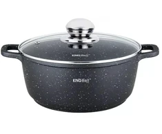 King Hoff Marmuru dengtas puodas, Ø22x9,9 cm, 3,3 l, juodas, Kinghoff, KH 1594