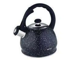 King Hoff Metalinis juodo marmuro virdulys, su švilpuku ir juoda rankena, 2l KH 1403 Kinghoff