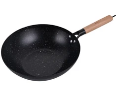 King Hoff WOK keptuvė 30 cm, anglinis plienas, marmuro nelimpanti danga, medinė rankena, KINGHoff, KH 1983