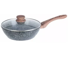 King Hoff Wok keptuvė su dangčiu, aliuminio, pilko marmuro Ø24cm Kinghoff KH 1583