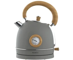 Klausberg Elektrinis virdulys su termometru, nerūdijančio plieno, pilkos spalvos su medžiu, 1,8 l, 2200 W, KB