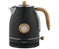 Klausberg Elektrinis virdulys su termometru, nerūdijančio plieno, juodas su medžio detalėmis, 1,7 l, 2200 W, K