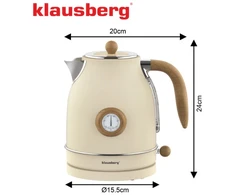 Klausberg Retro stiliaus elektrinis virdulys su termometru, 1,7 l, kreminės spalvos, 2200 W, KB 9006, Klausber