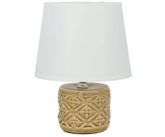 Kreminė keraminė stalinė lempa, 18.00 × 18.00 × 23.00 cm, DECORLIFE