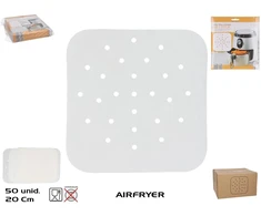 Kvadratiniai popieriniai pagrindai oro gruzdintuvei (50 vnt.), 20 x 20 cm, KITCHEN&amp;GO