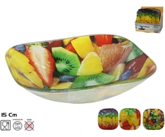 Kvadratinis stiklinis dubuo, 3 dizainai, 4 x 15 x 15 cm, KITCHEN&amp;GO