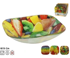 Kvadratinis stiklinis dubuo, 3 dizainai, 3 x 12,5 x 12,5 cm, KITCHEN&amp;GO