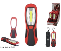LED žibintuvėlis su kabliuku ir magnetu Gerimport, 4,5 V, 6,5 × 3,5 × 20 cm, 3 × AAA