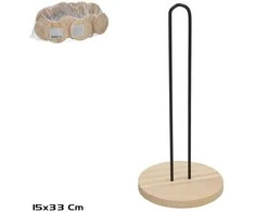 Metalinis ir medinis popieriaus laikiklis, juodas, 33 x 15 x 15 cm, KITCHEN&amp;GO