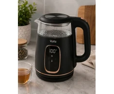 Oliver Voltz Elektrinis virdulys su LCD ekranu, 2200 W, 1,7 l, juodas/rožinio aukso spalvos, 51230AFBRG, „Oliver