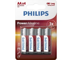 PHILIPS alkaline LR6 (AA) šarminės baterijos, 4 vnt./lizdinėje pakuotėje, 009000312