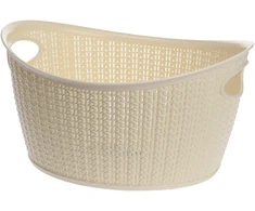 Plastikinis krepšys su mezgimo raštu, 9 l, 22814, kreminis, 35 x 28,5 x 18,5, ALSEA