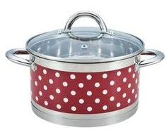 Puodas Rosberg R51210I24, 24 * 13,5 cm. 6,1 l. Nerūdijančio plieno. Plienas. Raudonas su baltais taš